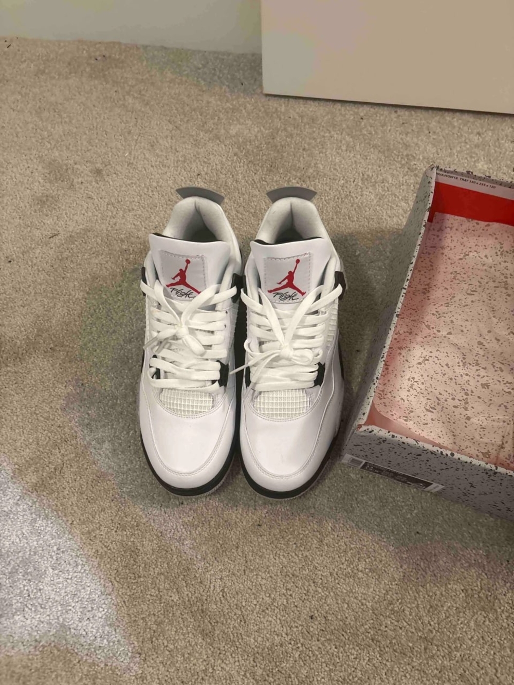 White Air Jordan 4s, Black & Red Retro Low-Top Sneakers
